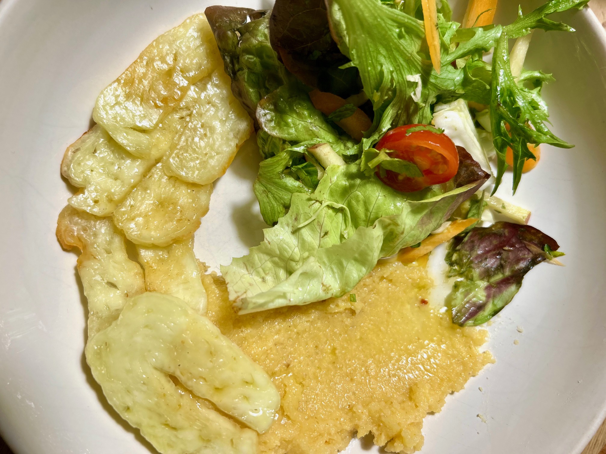 Creamy Polenta with Haloumi & Salad